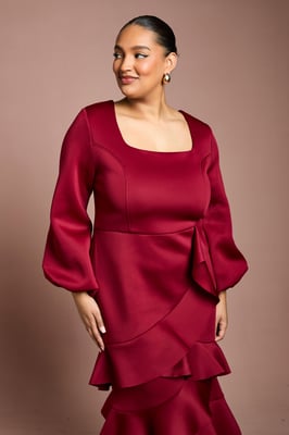 Plus Scuba Midi Dress With Square Neck