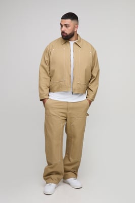 Plus Oversized boxy Canvas Carpenter Panel Worker Jacket
