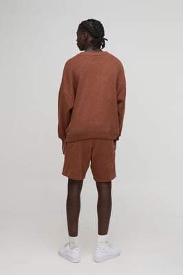 Boxy Fit Fluffy BM Knitted Jumper and Shorts Set