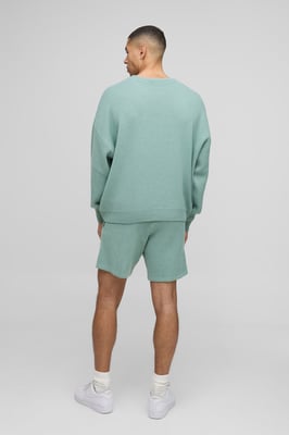 Boxy Fit Fluffy BM Knitted Jumper and Shorts Set