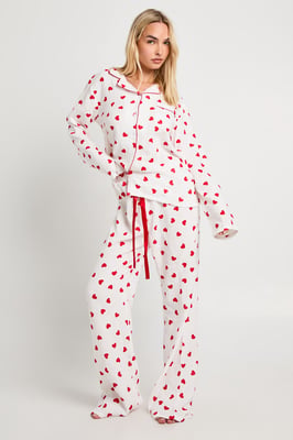 Muslin Heart Print Long Sleeve Shirt & Trouser Set