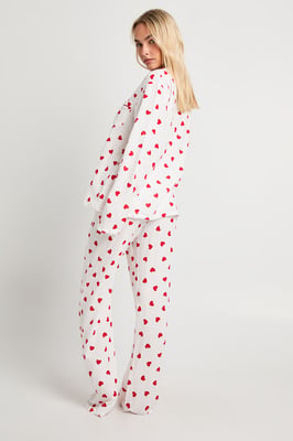 Muslin Heart Print Long Sleeve Shirt & Trouser Set
