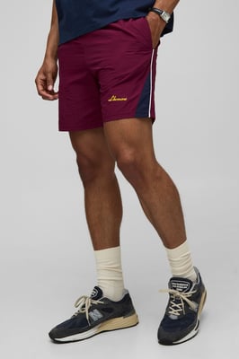 Elasticated Waist Relaxed Crinkle Nylon Panelled Shorts