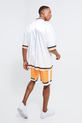 Boxy Oversized Satin Graphic Shirt And Shorts Set