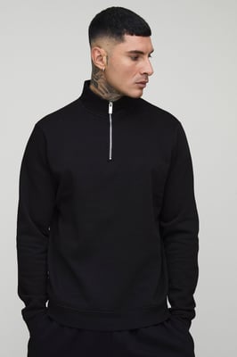Tall Basic Regular Fit Quarter Zip Funnel Neck Sweatshirt