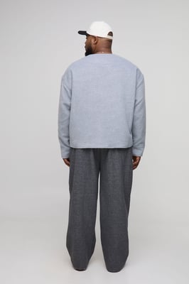Plus Collarless Wool Look Boxy Smart Jacket