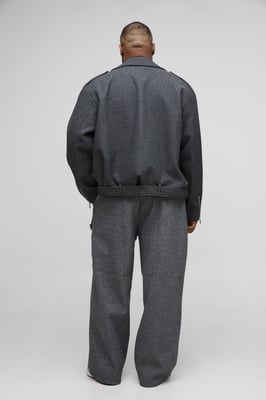 Plus Oversized Wool Look Biker Jacket