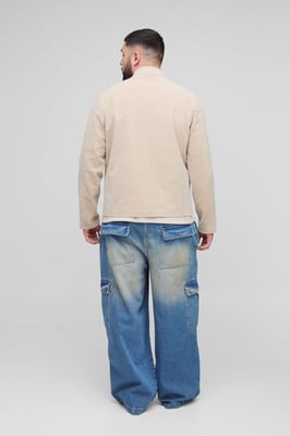 Plus Tumbled Faux Suede Embossed Regular Fit Biker Jacket