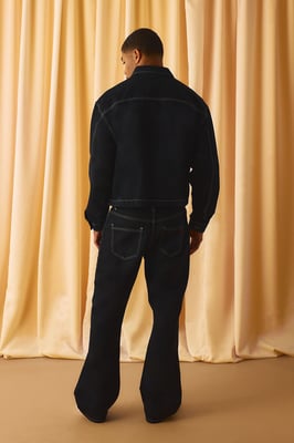 Contrast Stitch Embroidered Boxy Harrington