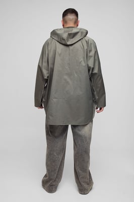 Plus Oversized Cord Collar Hooded Parka Jacket