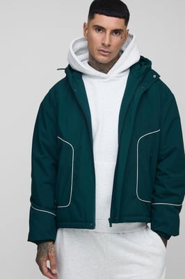 Tall Regular Fit Piping Detail Nylon Padded Parka