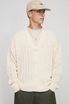 Relaxed Boxy Cable Knitted Cardigan