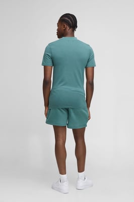 Muscle Fit Extended Neck Peached BM Embossed T-Shirt & Shorts Set