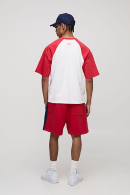 Oversized Boxy Raglan Printed T-Shirt & Relaxed Shorts Set