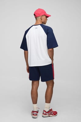 Oversized Boxy Raglan Printed T-Shirt & Relaxed Shorts Set