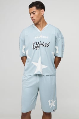 Oversized Official Star Varsity Mesh T-Shirt & Short Set