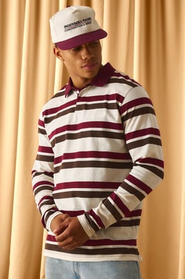 Regular Man Embroidered Stripe Polo