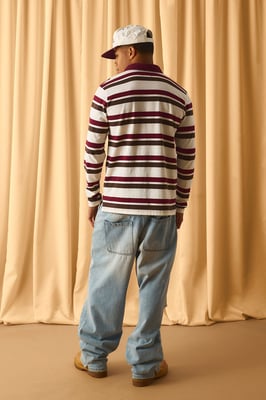 Regular Man Embroidered Stripe Polo