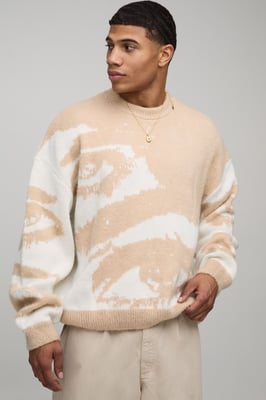 Oversized Boxy Brushed Eye Graphic Knitted Jumper
