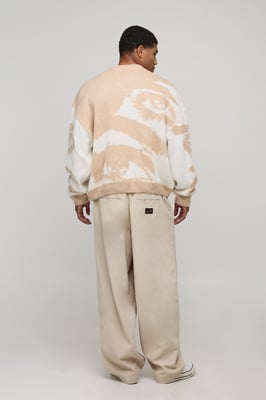 Oversized Boxy Brushed Eye Graphic Knitted Jumper