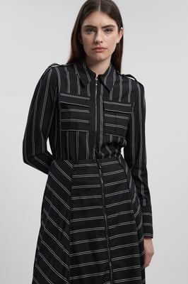 Bold Stripe Cotton Woven Utility Shirt