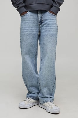 Relaxed Fit All Over Clear Rhinestone Embellished Jeans
