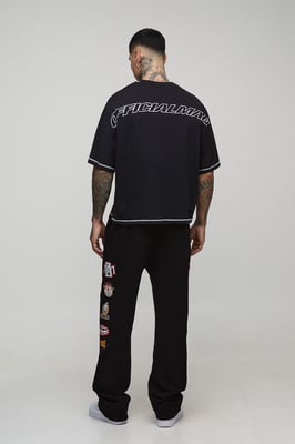 Tall Extended Drawcord Baggy Fit Varsity Badge Print Joggers