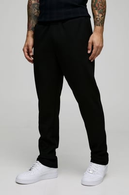 Elasticated Waist Slim Fit Waffle Smart Trousers