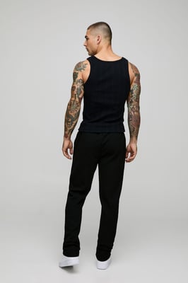 Elasticated Waist Slim Fit Waffle Smart Trousers