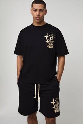 Oversized Moto Graphic T-Shirt & Short Set