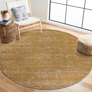 Muratap Relax oslo laagpolig vloerkleed rond modern tapijt geel goud- 150 cm