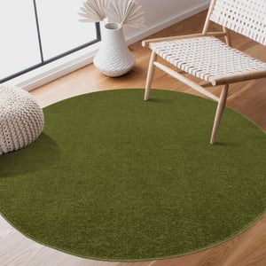 Muratap Uni rond groen vloerkleed – modern laagpolig effen tapijt- 300 cm rond