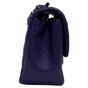 Chanel Mini Classic Square Flap Shoulder Bag in Purple Lamb Leather
