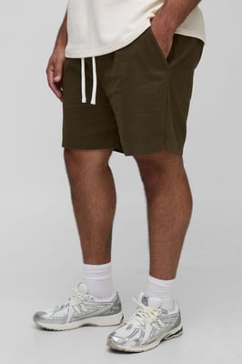 Plus Elasticated Waist Baggy Fit Split Hem Shorts
