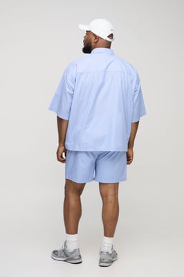 Plus Stripe Poplin Relaxed Fit Drawcord Shorts
