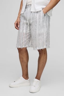 Elasticated Baggy Hyper Texture Long Length Shorts