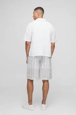 Elasticated Baggy Hyper Texture Long Length Shorts