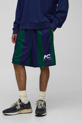 Homme Mid Length Stripe Sports Shorts