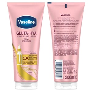Vaseline Gluta-Hya Dewy Radiance Serum Lotion 200ml & Rosy Lips Therapy 20g Duo