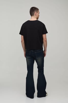 Vintage Tinted Wash Distressed Flared Jeans