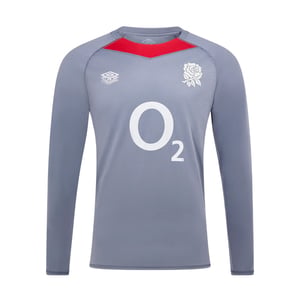Umbro Kinder/Kids 24/25 Engeland Rugby Relaxed Fit Training Jersey (Folkstone Grijs/Equestrian Rood)