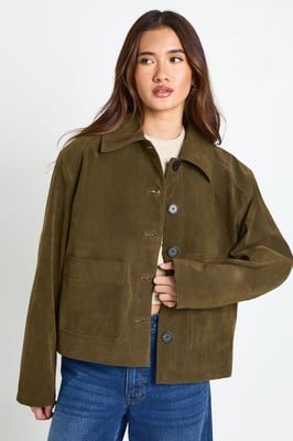Suede Look Button Up Shacket