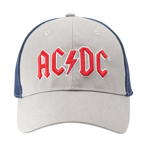 AC/DC Unisex Volwassen Baseballpet met Tweekleurig Logo (Grijs/Navy Blue/Rood)