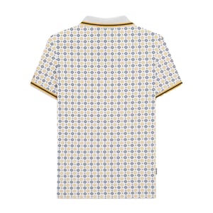 Lambretta Mens Geometric Polo Shirt (White/Navy/Smoke Blue)