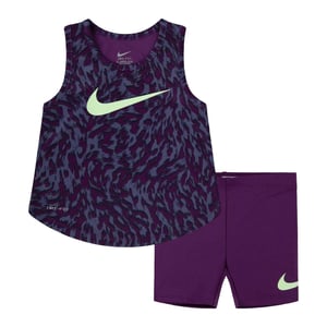 Nike Kinder/Kinder Veener Dierenprint Top & Korte Set (Paars)