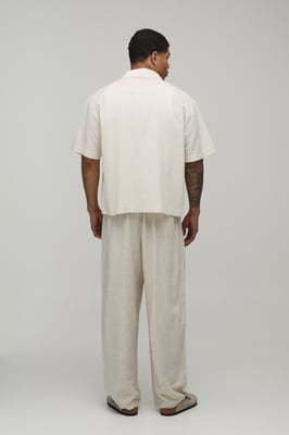 Balloon Fit Linen Blend Half & Half Trouser