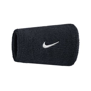 Nike Klassieke Swoosh dubbel brede zweetband (Zwart/Wit)
