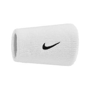 Nike Klassieke Swoosh dubbel brede zweetband (Zwart/Wit)