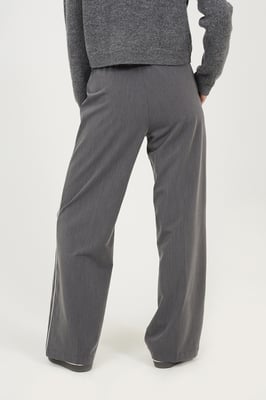 Grey Contrast Waistband Tailored Trousers