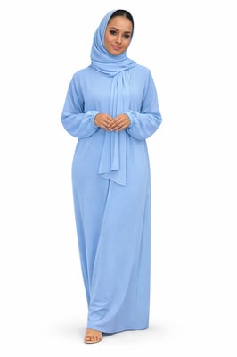 Ladies Abaya With Scarf Attached Comfortable Modest Dress One Size